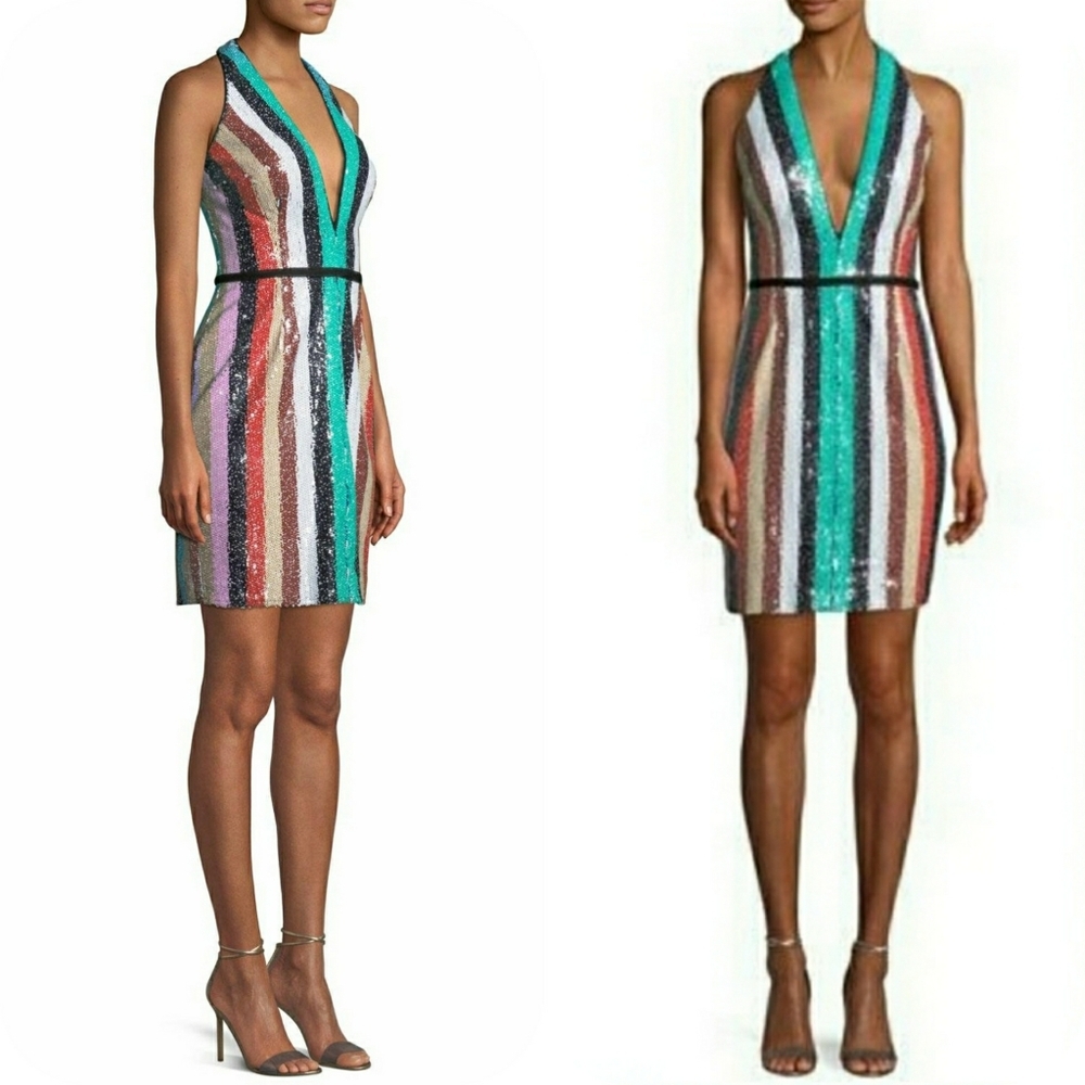 JOVANI Striped Mini Dress - Picture 1 of 12